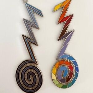 Vintage Judy Chicago Feminist Artist Mod Cloisonne Enamel Earrings Pop Art